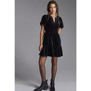Maeve Black Velvet Mini Dress